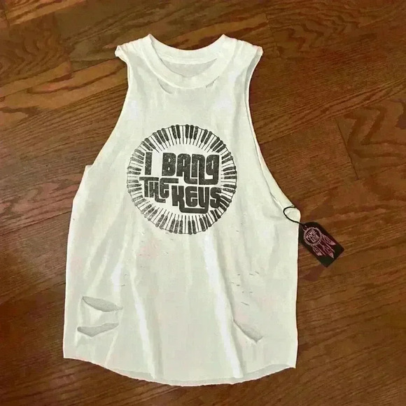 Mamie Ruth I Bang The Keys Tank Band Wife  Piano Keyboard wifey Size Small NWT - Picture 14 of 14